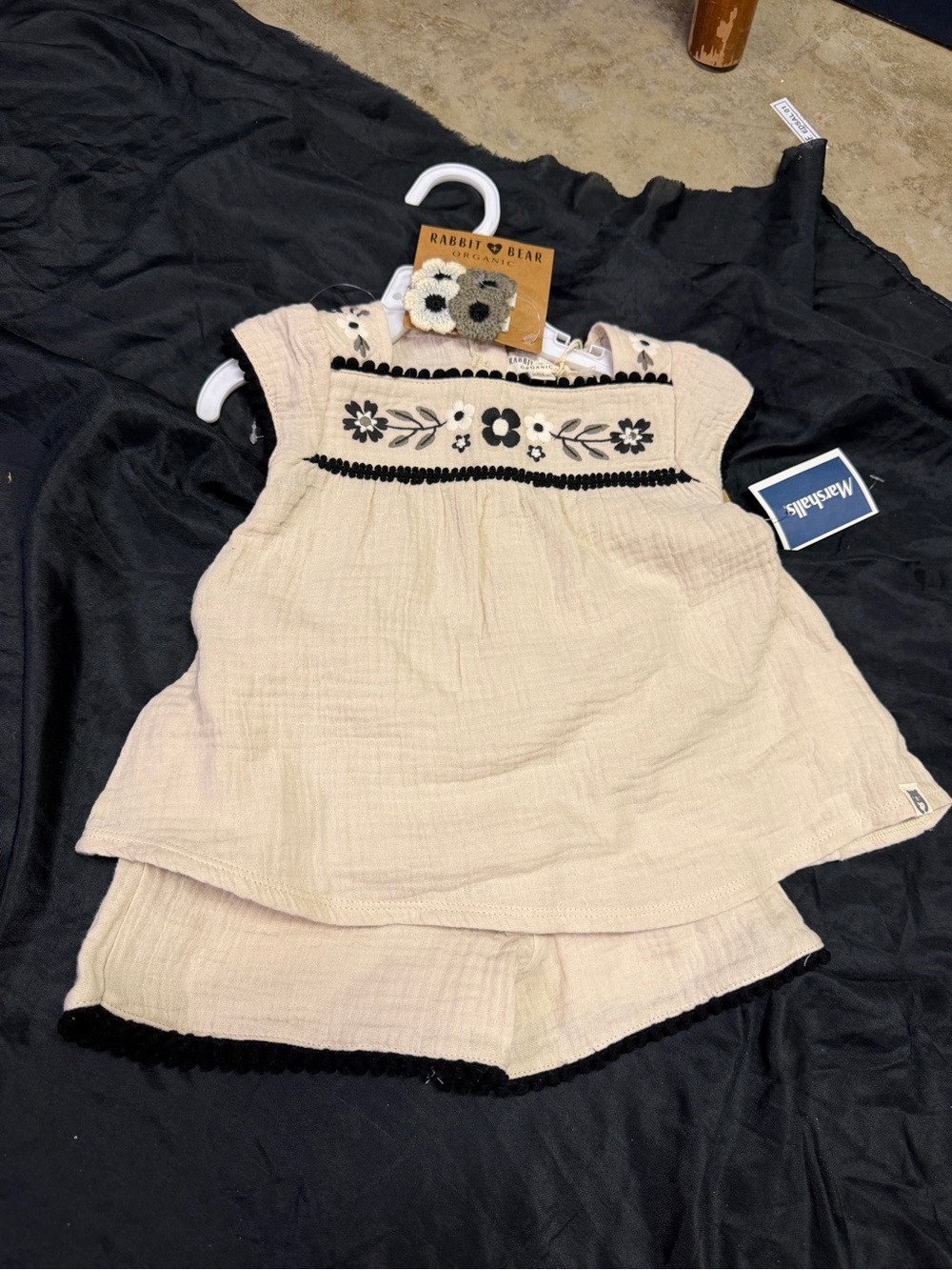 Rabbit & Bear Cream Girls Floral Embroidered Matching Set